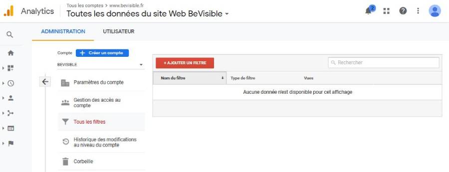 Bouton ajouter un filtre pour exclure le trafic