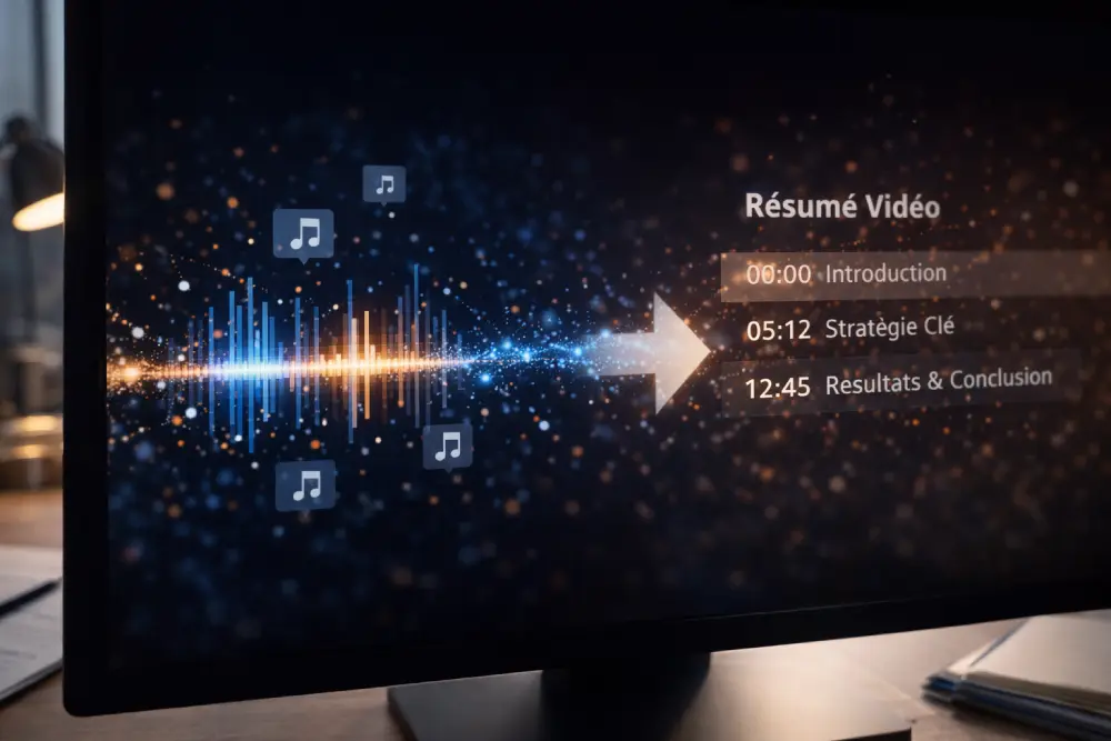 Pour résumer une vidéo, les outils utilisent la transcription audio