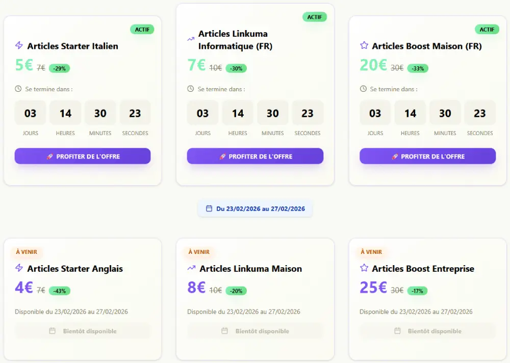 Mieux qu'un code promo pour Linkuma, les deals hebdomadaires