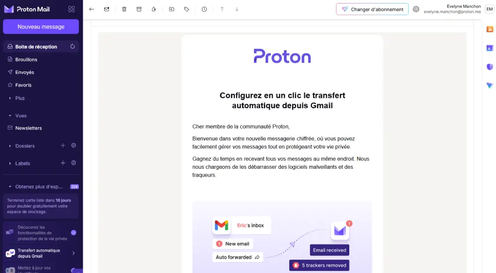 Proton aide à la migration depuis Gmail