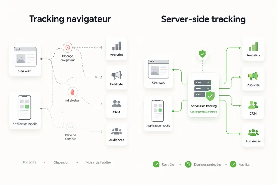 Les différences entre tracking navigateur et serveur side tracking