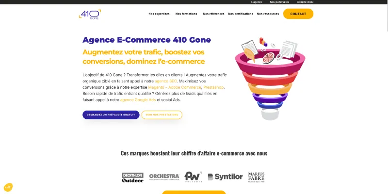 Agence web 410 gone spécialisée Prestashop, Magento, Shopify