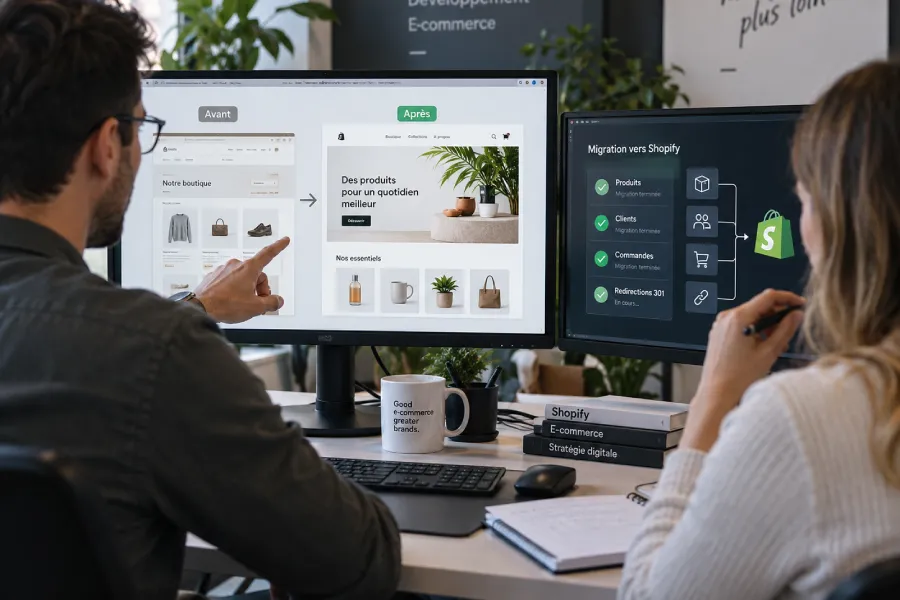 Agence web Shopify travaillant sur la refonte d’une boutique e-commerce